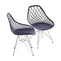 Kit 02 Cadeiras Boxbit Kaila Polipropileno Preta Base Cromada Kit 02 Cadeiras Boxbit Kaila Polipropileno Preta Base Cromada