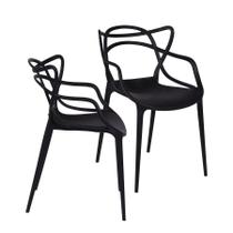 Kit 02 Cadeiras Boxbit Solna Polipropileno Preta Preta