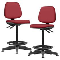 Kit 02 Cadeiras Caixa Alta Giratória Estofada Work F02 Crepe Vermelho - Lyam Decor Kit 02 Cadeiras Caixa Alta Giratória Estofada Work F02 Crepe Vermelho - Lyam Decor