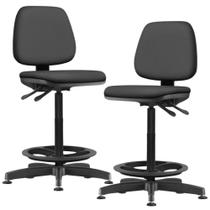 Kit 02 Cadeiras Caixa Alta Giratória Estofada Work F02 Sintético Preto - Lyam Decor Kit 02 Cadeiras Caixa Alta Giratória Estofada Work F02 Sintético Preto - Lyam Decor
