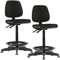 Kit 02 Cadeiras Caixa Alta Giratória Job Corano Preto - Lyam Decor Kit 02 Cadeiras Caixa Alta Giratória Job Corano Preto - Lyam Decor