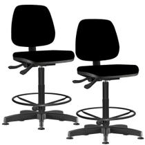 Kit 02 Cadeiras Caixa Alta Giratória Job Crepe Preto - Lyam Decor Kit 02 Cadeiras Caixa Alta Giratória Job Crepe Preto - Lyam Decor