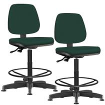 Kit 02 Cadeiras Caixa Alta Giratória Job L02 Crepe Verde Musgo - Lyam Decor