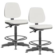 Kit 02 Cadeiras Caixa Alta Giratória Job L02 Material Sintético Branco - Lyam Decor Kit 02 Cadeiras Caixa Alta Giratória Job L02 Material Sintético Branco - Lyam Decor