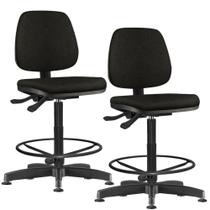 Kit 02 Cadeiras Caixa Alta Giratória Job L02 Material Sintético Preto - Lyam Decor Kit 02 Cadeiras Caixa Alta Giratória Job L02 Material Sintético Preto - Lyam Decor