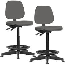 Kit 02 Cadeiras Caixa Alta Giratória Job Tecido Sintético Cinza - Lyam Decor Kit 02 Cadeiras Caixa Alta Giratória Job Tecido Sintético Cinza - Lyam Decor