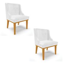 Kit 02 Cadeiras Corano Branco Base Madeira Castanho Kit 02 Cadeiras Corano Branco Base Madeira Castanho