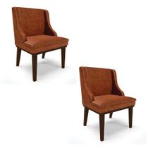 Kit 02 Cadeiras Corano Nozes Base Fixa Madeira Kit 02 Cadeiras Corano Nozes Base Fixa Madeira