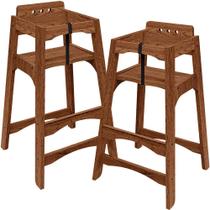 Kit 02 Cadeiras de Alimentação Para Bebê Criança Madeira Maciça Rústica W02 Imbuia - Lyam Decor