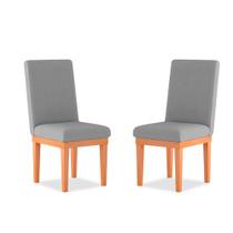 Kit 02 Cadeiras de Cozinha Alice Para Mesa de Jantar Linho Cinza - Madeira Prima Deccor