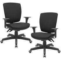 Kit 02 Cadeiras de Escritório Diretor Office Giratória Preto Alta Flexi P03 PoliésterPreto-Lyam