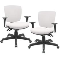 Kit 02 Cadeiras de Escritório Executiva Office Giratória Preto Baixa Flexi P03 Vinil Branco - Lyam Kit 02 Cadeiras de Escritório Executiva Office Giratória Preto Baixa Flexi P03 Vinil Branco - Lyam