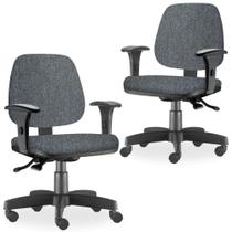 Kit 02 Cadeiras de Escritório Giratória Executiva Ergonômica Job Linho Chumbo - Lyam Decor Kit 02 Cadeiras de Escritório Giratória Executiva Ergonômica Job Linho Chumbo - Lyam Decor