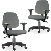 Kit 02 Cadeiras de Escritório Giratória Executiva Ergonômica Job Linho Cinza Escuro - Lyam Decor Kit 02 Cadeiras de Escritório Giratória Executiva Ergonômica Job Linho Cinza Escuro - Lyam Decor