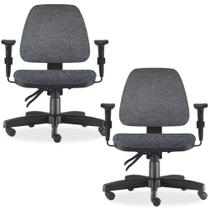 Kit 02 Cadeiras de Escritório Giratória Executiva Ergonômica Sky Linho Chumbo - Lyam Decor