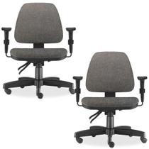 Kit 02 Cadeiras de Escritório Giratória Executiva Ergonômica Sky Linho Cinza Escuro - Lyam Decor