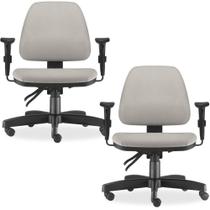 Kit 02 Cadeiras de Escritório Giratória Executiva Ergonômica Sky Suede Bege - Lyam Decor Kit 02 Cadeiras de Escritório Giratória Executiva Ergonômica Sky Suede Bege - Lyam Decor