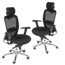 Kit 02 Cadeiras de Escritório Giratória Presidente Executiva New Ergon Preto - Lyam Decor