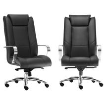 Kit 02 Cadeiras de Escritório Presidente Executiva New Onix F02 Material Sintético Preto - Lyam Decor