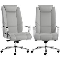 Kit 02 Cadeiras de Escritório Presidente Executiva New Onix F02 Tecido Sintético Cinza - Lyam Decor