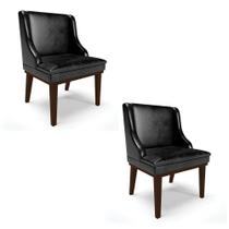 Kit 02 Cadeiras De Jantar Base Fixa Madeira Tabaco Cor Preto