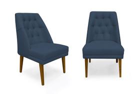Kit 02 Cadeiras De Jantar Bela Suede Azul Marinho - Meu Lar Decorações de Ambientes
