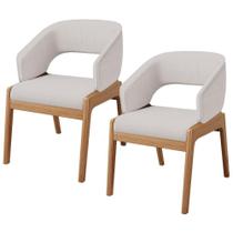 Kit 02 Cadeiras De Jantar E Estar Living Estofada Lince L02 Linho Bege Kit 02 Cadeiras De Jantar E Estar Living Estofada Lince L02 Linho Bege
