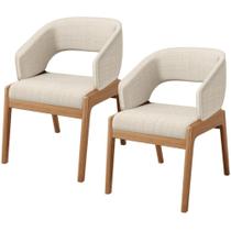Kit 02 Cadeiras de Jantar e Estar Living Estofada Lince L02 Linho Palha - Lyam Decor Kit 02 Cadeiras de Jantar e Estar Living Estofada Lince L02 Linho Palha - Lyam Decor
