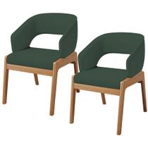 Kit 02 Cadeiras de Jantar e Estar Living Estofada Lince L02 Linho Verde Musgo - Lyam Decor