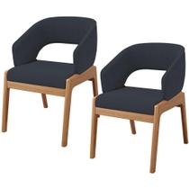 Kit 02 Cadeiras de Jantar e Estar Living Estofada Lince L02 Suede Preto - Lyam Decor Kit 02 Cadeiras de Jantar e Estar Living Estofada Lince L02 Suede Preto - Lyam Decor