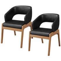 Kit 02 Cadeiras de Jantar e Estar Living Estofada Lince L02 Tecido Sintético Preto - Lyam Decor Kit 02 Cadeiras de Jantar e Estar Living Estofada Lince L02 Tecido Sintético Preto - Lyam Decor
