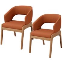 Kit 02 Cadeiras de Jantar e Estar Living Estofada Lince L02 Tecido Terracota - Lyam Decor Kit 02 Cadeiras de Jantar e Estar Living Estofada Lince L02 Tecido Terracota - Lyam Decor