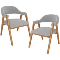 Kit 02 Cadeiras de Jantar e Estar Living Estofada Nadja L02 Bouclê Cinza - Lyam Decor Kit 02 Cadeiras de Jantar e Estar Living Estofada Nadja L02 Bouclê Cinza - Lyam Decor