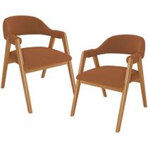 Kit 02 Cadeiras de Jantar e Estar Living Estofada Nadja L02 Bouclê Terracota - Lyam Decor Kit 02 Cadeiras de Jantar e Estar Living Estofada Nadja L02 Bouclê Terracota - Lyam Decor