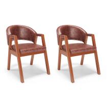 Kit 02 Cadeiras de Jantar e Living Anisha Estofada material sintético Marrom Cleveland - Desk Design