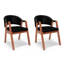 Kit 02 Cadeiras de Jantar e Living Anisha Estofada material sintético Preto - Desk Design