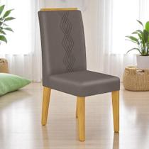 Kit 02 Cadeiras De Jantar Estofada Yasmin Cedro Veludo Lunar- Mabe Magazine