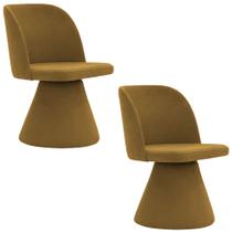 Kit 02 Cadeiras de Jantar Giratória Liz Linho Mostarda - Nexta Casa Kit 02 Cadeiras de Jantar Giratória Liz Linho Mostarda - Nexta Casa