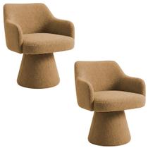 Kit 02 Cadeiras de Jantar Jade Base Fixa Bouclé Camel - Nexta Casa