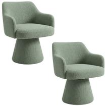 Kit 02 Cadeiras de Jantar Jade Base Fixa Bouclé Verde Claro - Nexta Casa Kit 02 Cadeiras de Jantar Jade Base Fixa Bouclé Verde Claro - Nexta Casa