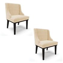 Kit 02 Cadeiras De Jantar Liz Suede Base Madeira Preto Bege Kit 02 Cadeiras De Jantar Liz Suede Base Madeira Preto Bege