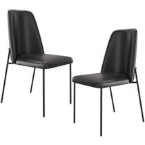 Kit 02 Cadeiras Decorativa Estofada Para Sala De Jantar Bella L02 material sintético Preto - Lyam Decor