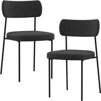 Kit 02 Cadeiras Decorativa Estofada Para Sala de Jantar Melina L02 Linho Chumbo - Lyam Decor