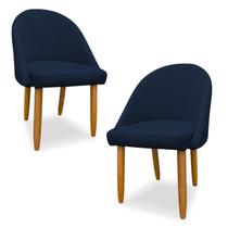 Kit 02 Cadeiras Decorativa Estofada Para Sala Recepção Cozinha Lua Star Veludo Azul Marinho Do Lar Móveis e Decoração