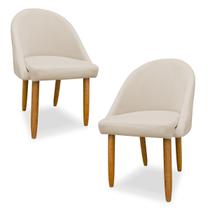 Kit 02 Cadeiras Decorativa Estofada Para Sala Recepção Cozinha Lua Star Veludo Bege Do Lar Móveis e Decoração