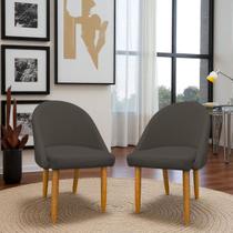 Kit 02 Cadeiras Decorativa Estofada Para Sala Recepção Cozinha Lua Star Veludo Capuccino Do Lar Móveis e Decoração