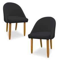 Kit 02 Cadeiras Decorativa Estofada Para Sala Recepção Cozinha Lua Star Veludo Cinza Escuro Do Lar Móveis e Decoração