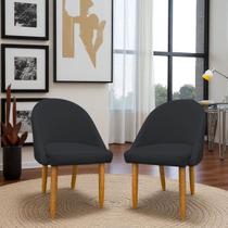 Kit 02 Cadeiras Decorativa Estofada Para Sala Recepção Cozinha Lua Star Veludo Cinza Escuro Eli Móveis e Decoração