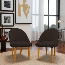 Kit 02 Cadeiras Decorativa Estofada Para Sala Recepção Cozinha Lua Star Veludo Marrom Do Lar Móveis e Decoração