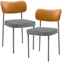 Kit 02 Cadeiras Decorativa Sala De Jantar Melina Base Arena L02 material sintético Whisky Pied Poule - Lyam Decor Kit 02 Cadeiras Decorativa Sala De Jantar Melina Base Arena L02 material sintético Whisky Pied Poule - Lyam Decor